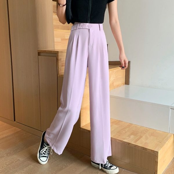 Pantaloni de dama model lat cu nasturi si talie inalta