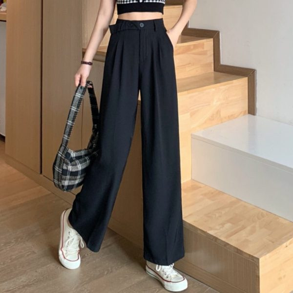 Pantaloni de dama model lat cu nasturi si talie inalta