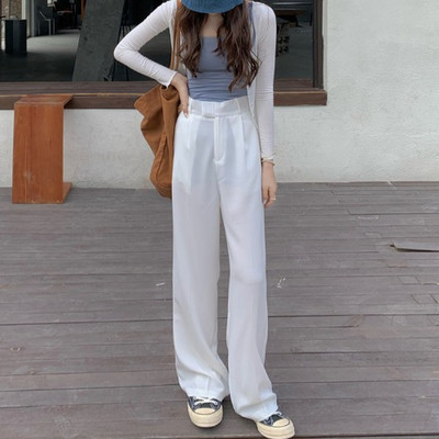 Sieviešu bikšu modelis ar augstu vidukli un pogu