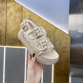 Sandale casual dama cu catarama in doua culori