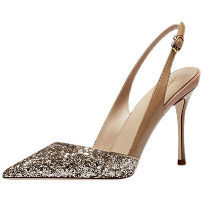 Κομψά γυναικεία σανδάλια μυτερό μοντέλο με ψηλό τακούνι