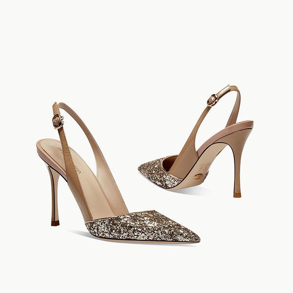 Κομψά γυναικεία σανδάλια μυτερό μοντέλο με ψηλό τακούνι 