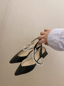 Moderns sieviešu sandaļu smails modelis ar dekoratīvām pērlēm