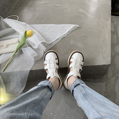 Sandale dama din piele ecologica model rotunjit