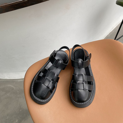 Sandale dama din piele ecologica model rotunjit