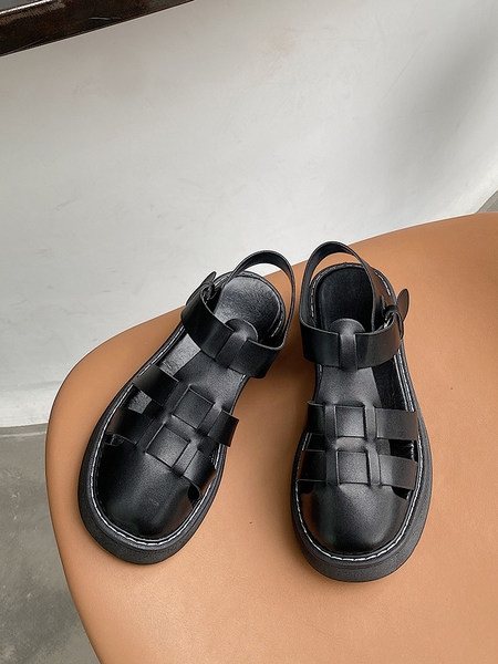 Sandale dama din piele ecologica model rotunjit