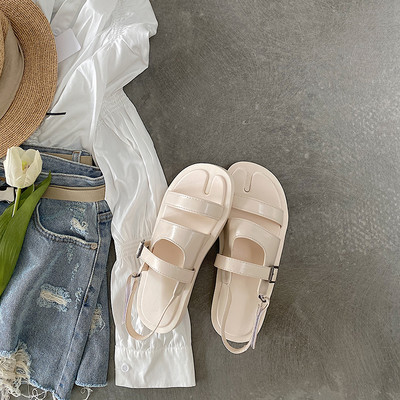 Sandale casual dama cu talpa plata din piele ecologica