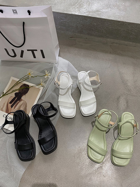 Sieviešu modernas platformas sandales no eko ādas