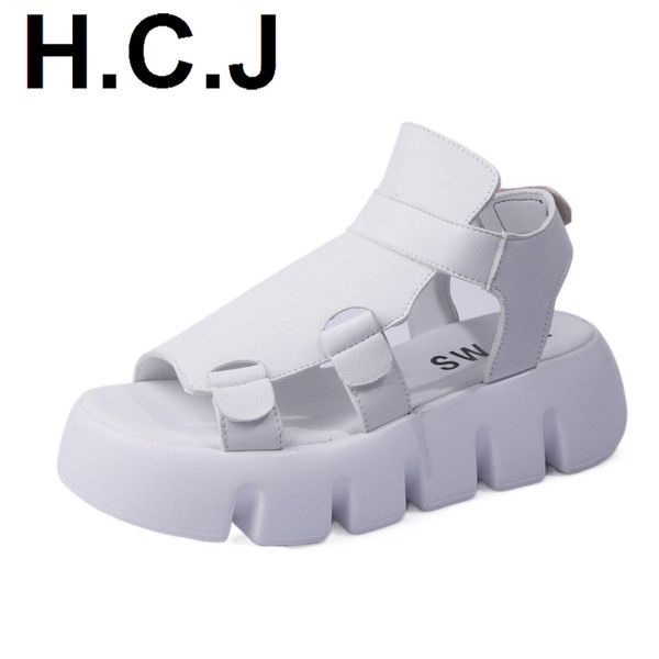 Sandale de dama cu talpa inalta in alb-negru