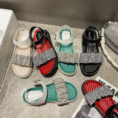 Sandale de damă cu pietre și talpă plată - mai multe culori