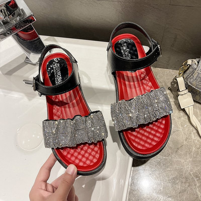 Sandale de damă cu pietre și talpă plată - mai multe culori