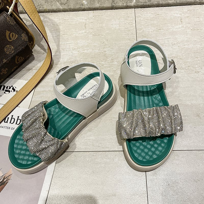 Sandale de damă cu pietre și talpă plată - mai multe culori