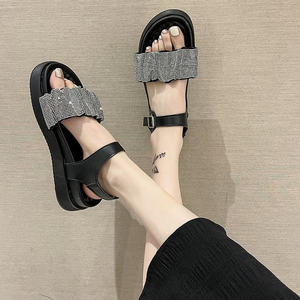 Sandale de damă cu pietre și talpă plată - mai multe culori