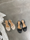 Sandale dama din piele ecologica model uni cu toc