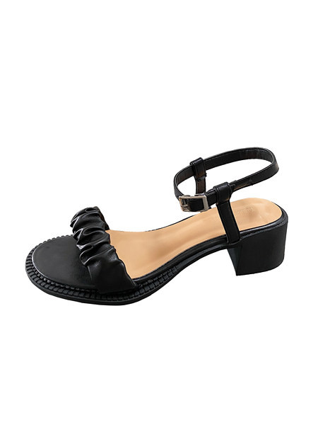 Sandale dama din piele ecologica model uni cu toc