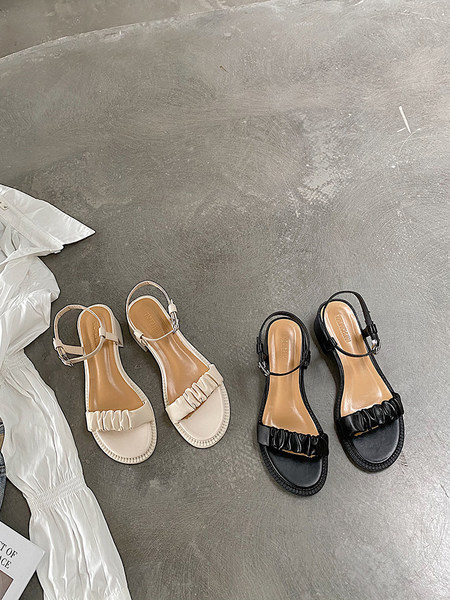 Sandale dama din piele ecologica model uni cu toc