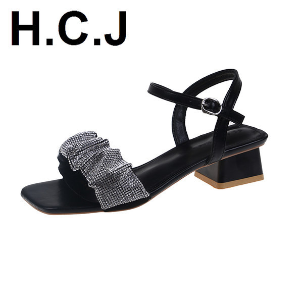 Sandale de dama cu pietre si toc jos in doua culori