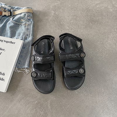 Sandale de damă elegante cu velcro și talpă plată