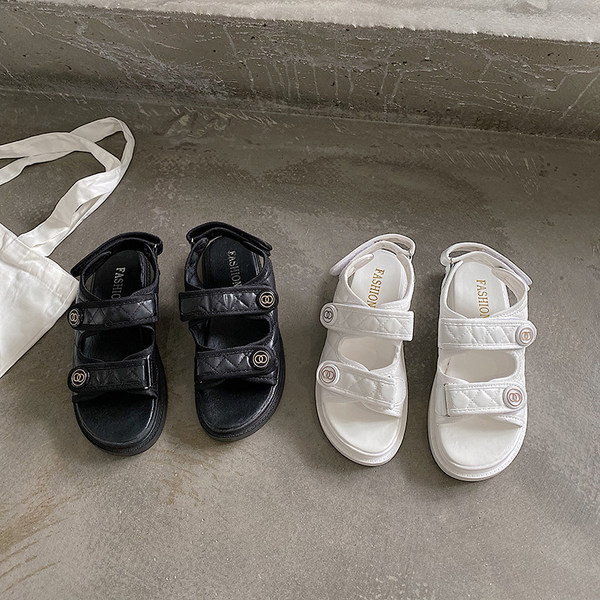 Sandale de damă elegante cu velcro și talpă plată