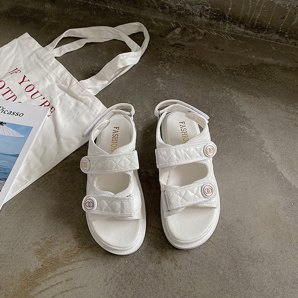 Sandale de damă elegante cu velcro și talpă plată