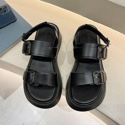 Ženske ležerne sandale s platformom u bijeloj i crnoj boji