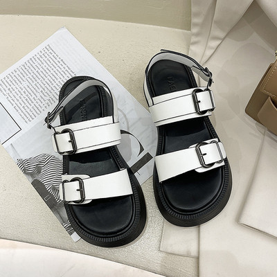 Ženske ležerne sandale s platformom u bijeloj i crnoj boji