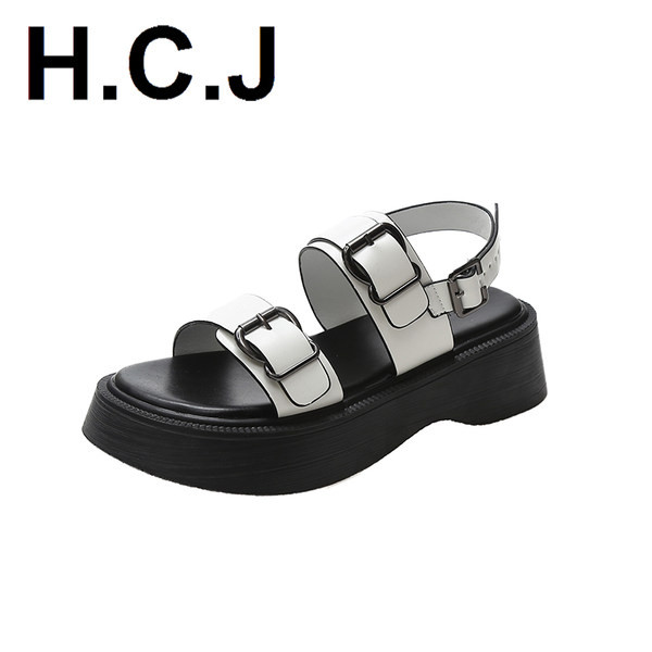 Ženske ležerne sandale s platformom u bijeloj i crnoj boji