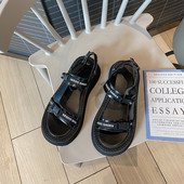 Casual γυναικεία σανδάλια με velcro και επιγραφή