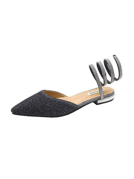 Stilīgas sieviešu sandaļu smails raksts ar dekoratīviem akmeņiem