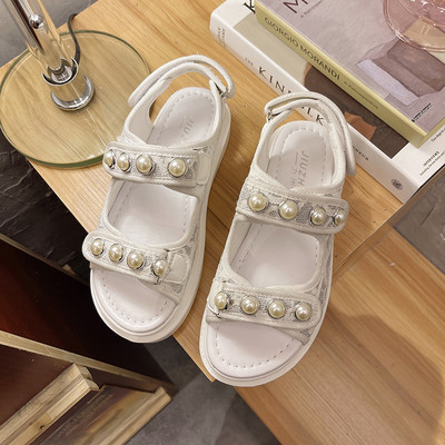 Νέο μοντέλο γυναικεία σανδάλια με πέρλες σε δύο χρώματα