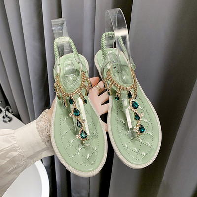 Sandale casual dama cu talpa plate si pietre decorative