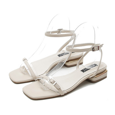 Sandale casual dama cu toc patrat jos si catarame