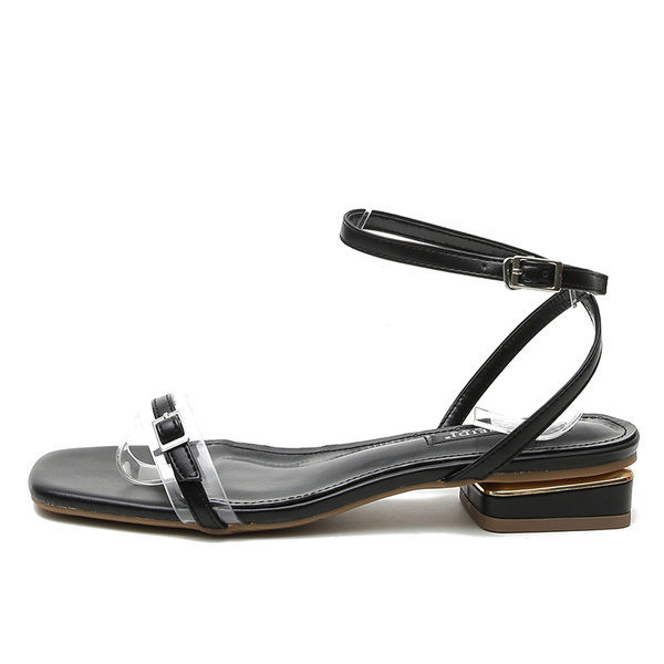 Sandale casual dama cu toc patrat jos si catarame