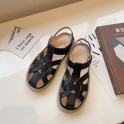 Sandale casual dama model rotunjit din piele ecologica