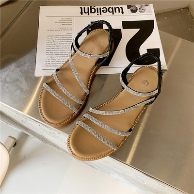 Sandale casual dama cu pietre si talpa plata - doua culori