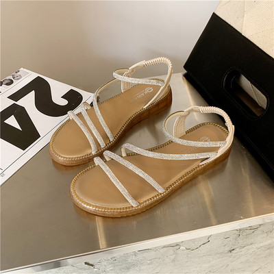 Sandale casual dama cu pietre si talpa plata - doua culori