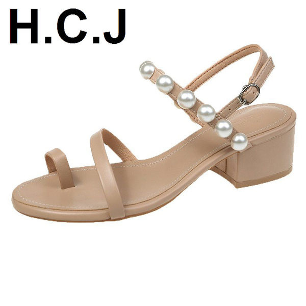 Sandale de dama din imitatie de piele cu perle