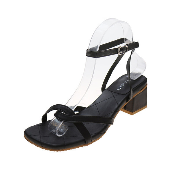 Sandale de dama model uni cu toc din imitatie de piele