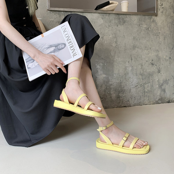 Sandale de dama din piele cu talpa plata in mai multe culori