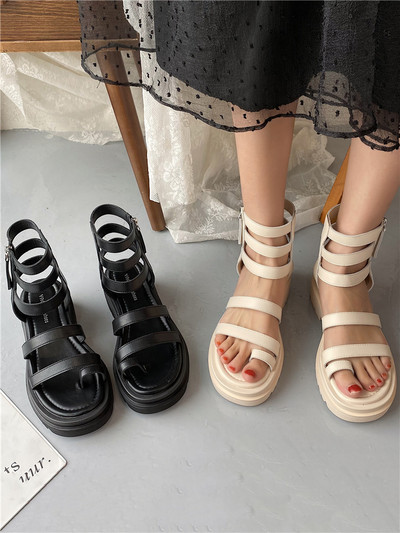 Модерни дамски сандали с висока равна подметка и цип