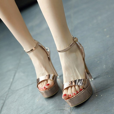 Модерни дамски сандали от еко кожа с висок ток 12.5см