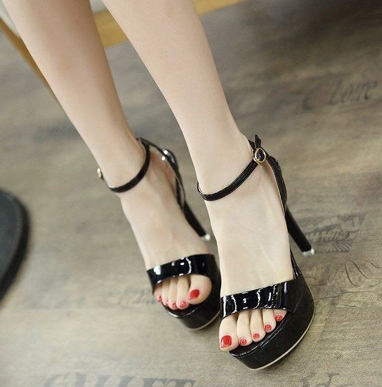 Sandale de dama moderne din piele ecologica cu toc inalt 12,5 cm