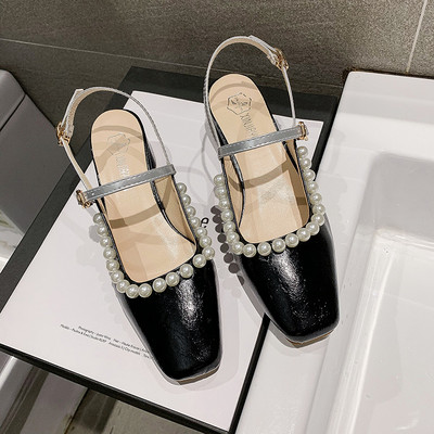 Sandale de damă de actualitate cu perle decorative din piele ecologică