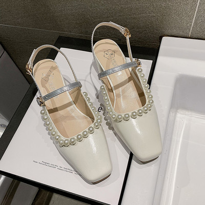 Sandale de damă de actualitate cu perle decorative din piele ecologică