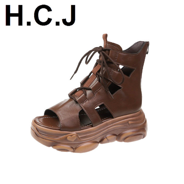 Sandale din imitație din piele și cravate cu platformă