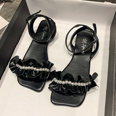 Sandale de dama din imitatie de piele cu perle in trei culori