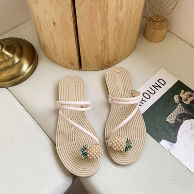 Sandale de dama pentru peste varf si talpa plata cu element 3D