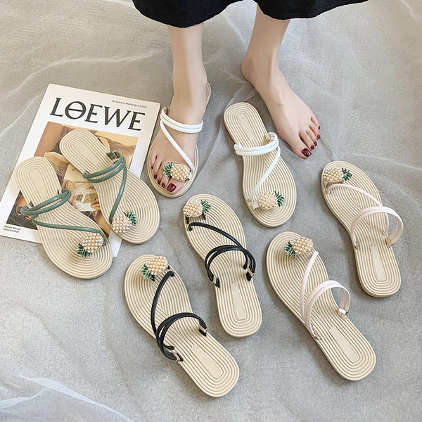 Sandale de dama pentru peste varf si talpa plata cu element 3D