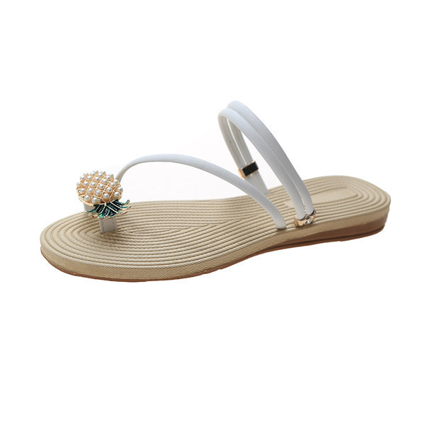 Sandale de dama pentru peste varf si talpa plata cu element 3D