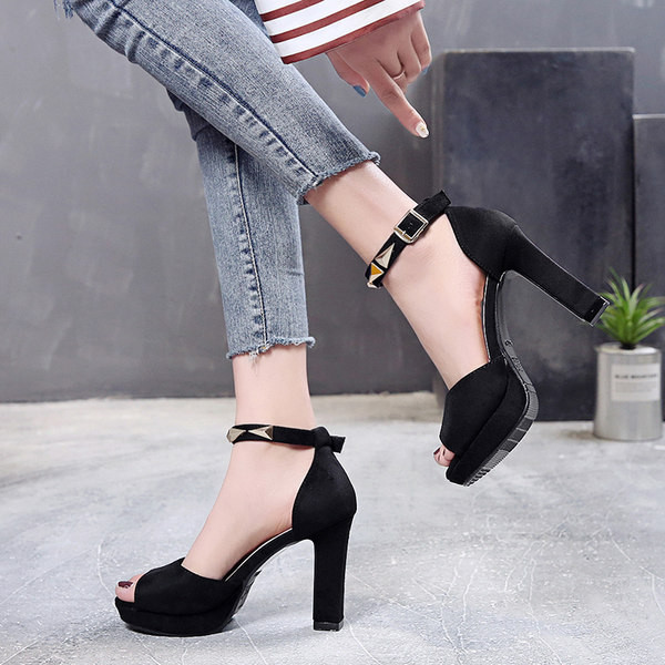 Sandale de dama moderne din piele intoarsa ecologica cu toc inalt de 10 cm